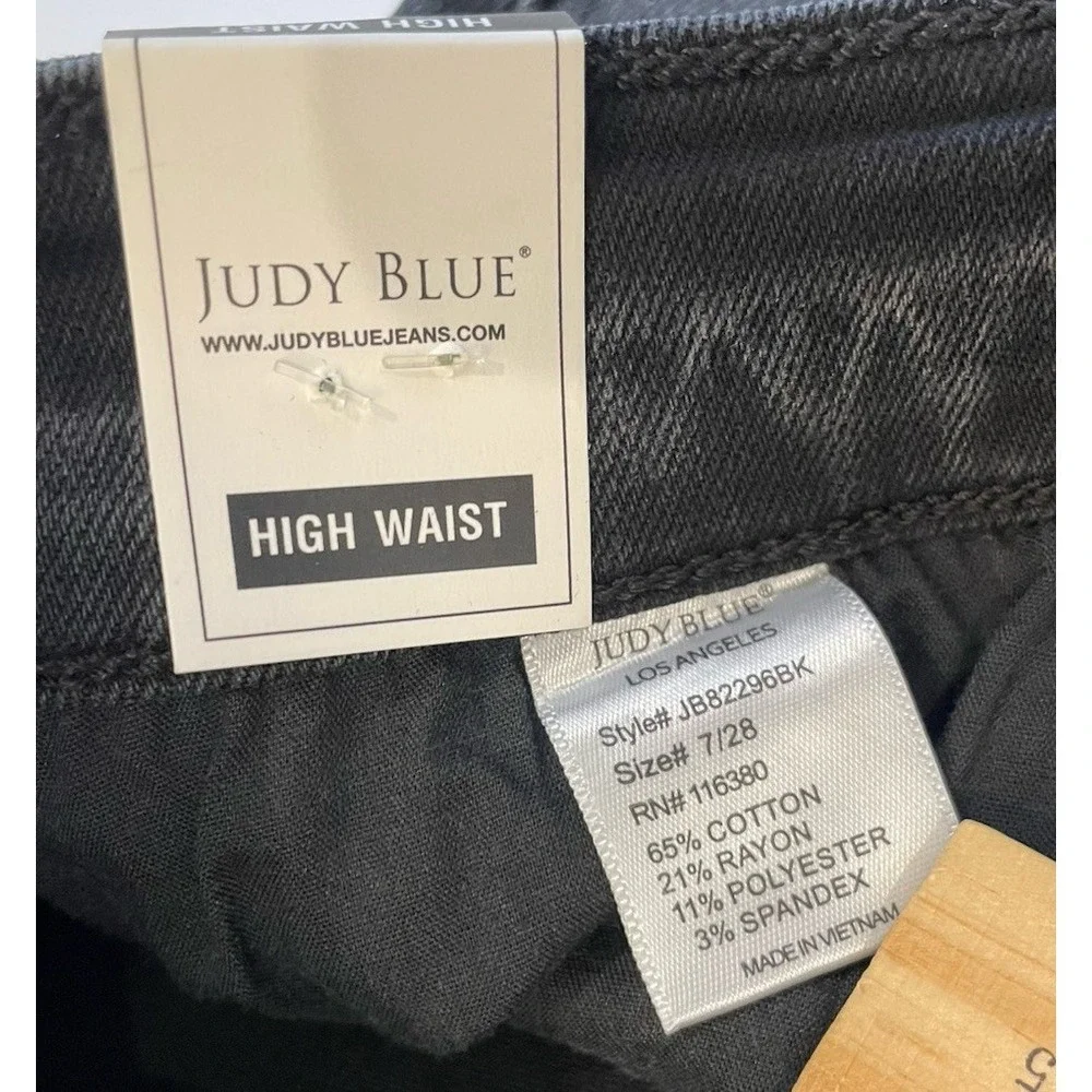 NEW Judy Blue Boyfriend Fit Jeans Womens 7/28 Black Stretch High Waist JB82296BK - Picture 5 of 9